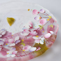 APLICO GLASS 枝垂れ桜金色花吹雪硝子丸皿 APLICO GLASS ガラスもの