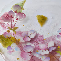 APLICO GLASS 枝垂れ桜金色花吹雪硝子丸皿 APLICO GLASS ガラスもの