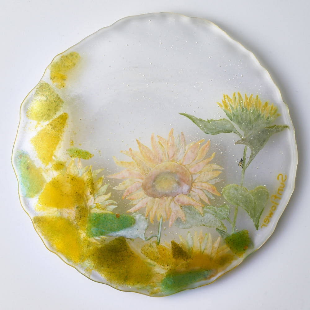 APLICO GLASS 向日葵(ひまわり)硝子丸皿 APLICO GLASS ガラスもの