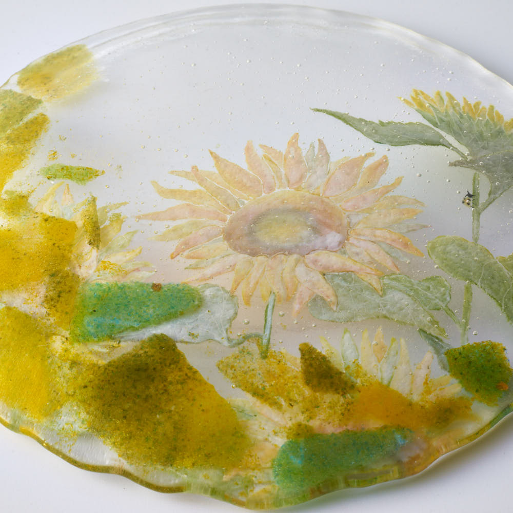 APLICO GLASS 向日葵(ひまわり)硝子丸皿 APLICO GLASS ガラスもの