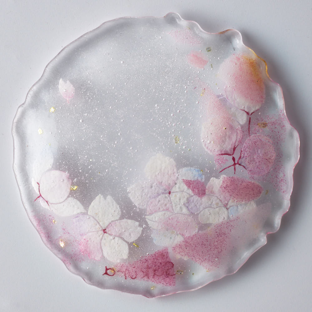 APLICO GLASS 桜金色花吹雪硝子豆皿 APLICO GLASS ガラスもの