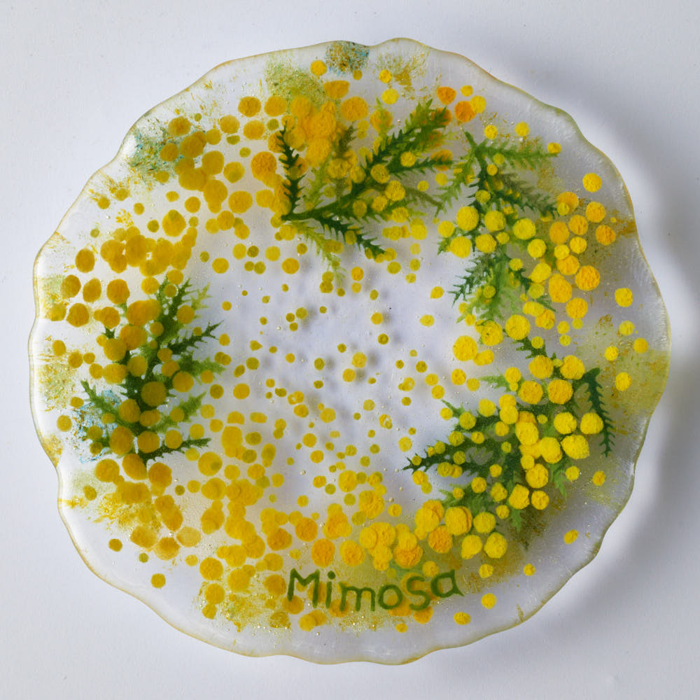 APLICO GLASS ミモザ花冠硝子豆皿 APLICO GLASS ガラスもの