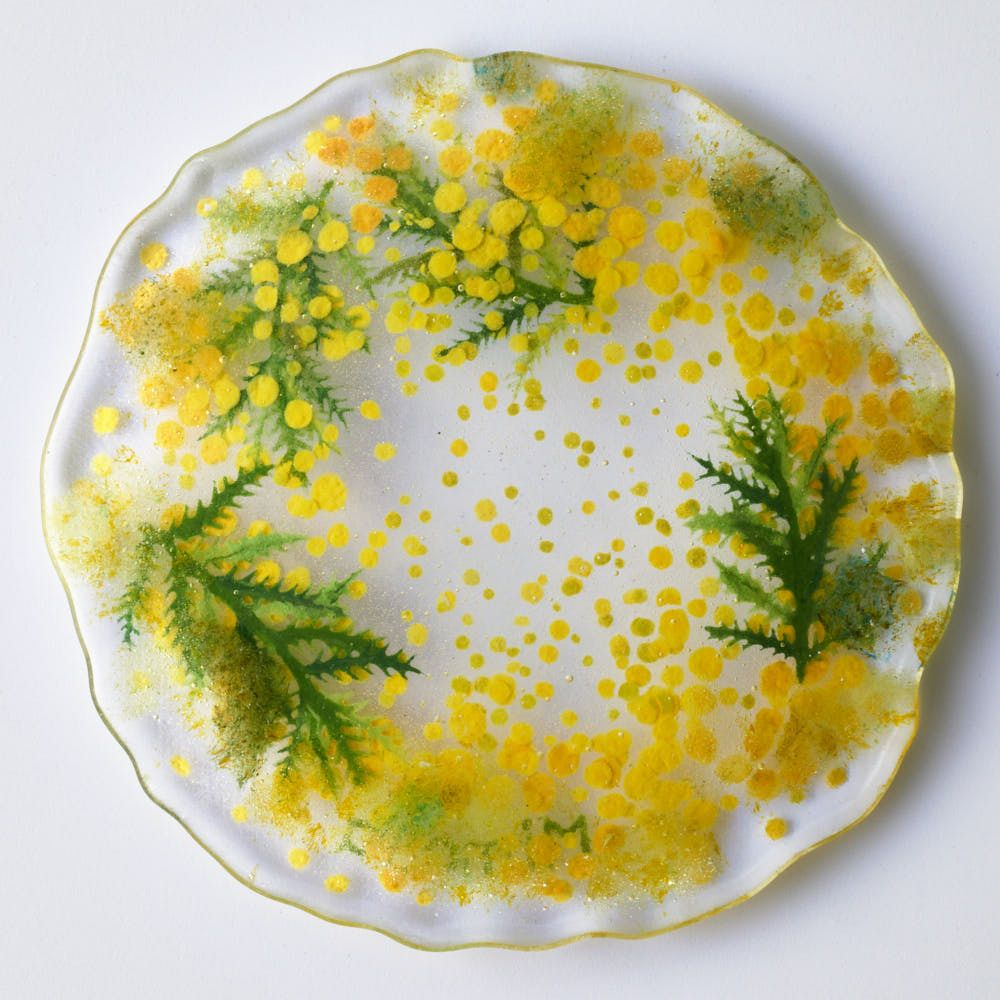 APLICO GLASS ミモザ花冠硝子豆皿 APLICO GLASS ガラスもの