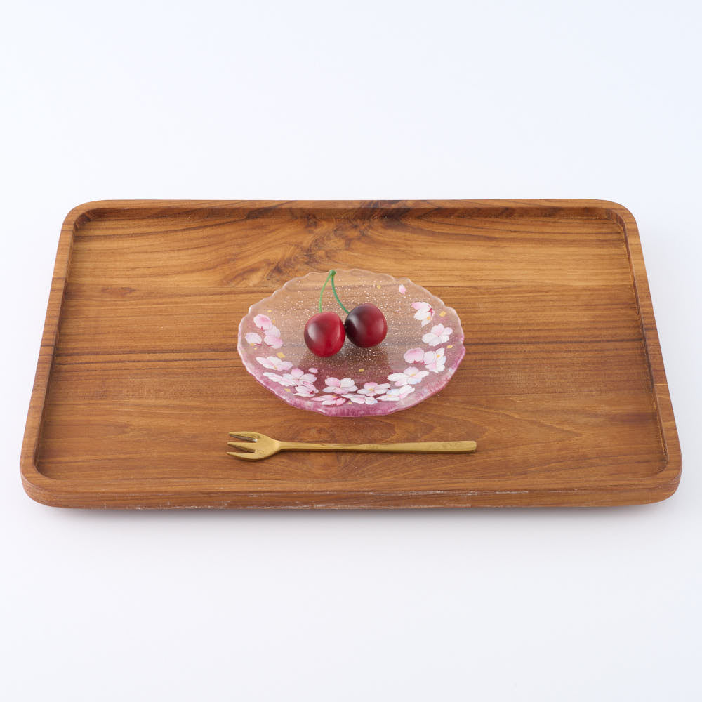 APLICO GLASS 桜金色花吹雪硝子丸皿 APLICO GLASS ガラスもの