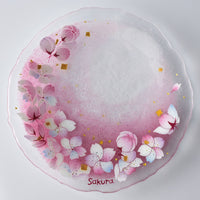APLICO GLASS 桜金色花吹雪硝子丸皿(ピンクベース) APLICO GLASS ガラスもの