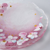 APLICO GLASS 桜金色花吹雪硝子丸皿(ピンクベース) APLICO GLASS ガラスもの