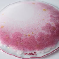 APLICO GLASS 桜金色花吹雪硝子丸皿(ピンクベース) APLICO GLASS ガラスもの