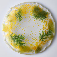 APLICO GLASS ミモザ花冠硝子丸皿 APLICO GLASS ガラスもの