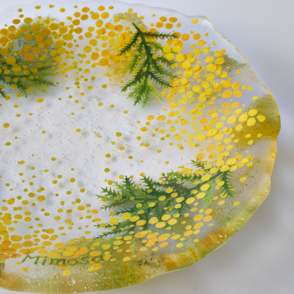 APLICO GLASS ミモザ花冠硝子丸皿 APLICO GLASS ガラスもの