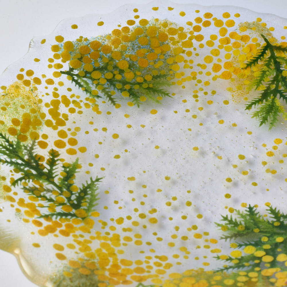 APLICO GLASS ミモザ花冠硝子丸皿 APLICO GLASS ガラスもの