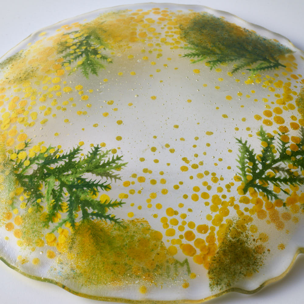 APLICO GLASS ミモザ花冠硝子丸皿 APLICO GLASS ガラスもの