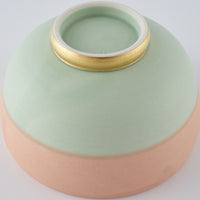 作家 丸谷牧子 抹茶碗 ピンク×グリーン