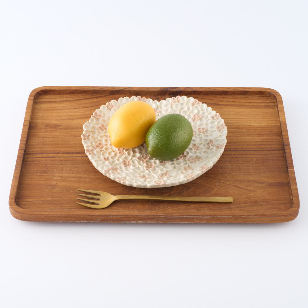 つちのわ 作家 石黒美佐緒 花守 中皿 ピンク白 ¥12,100 大人の焼き物