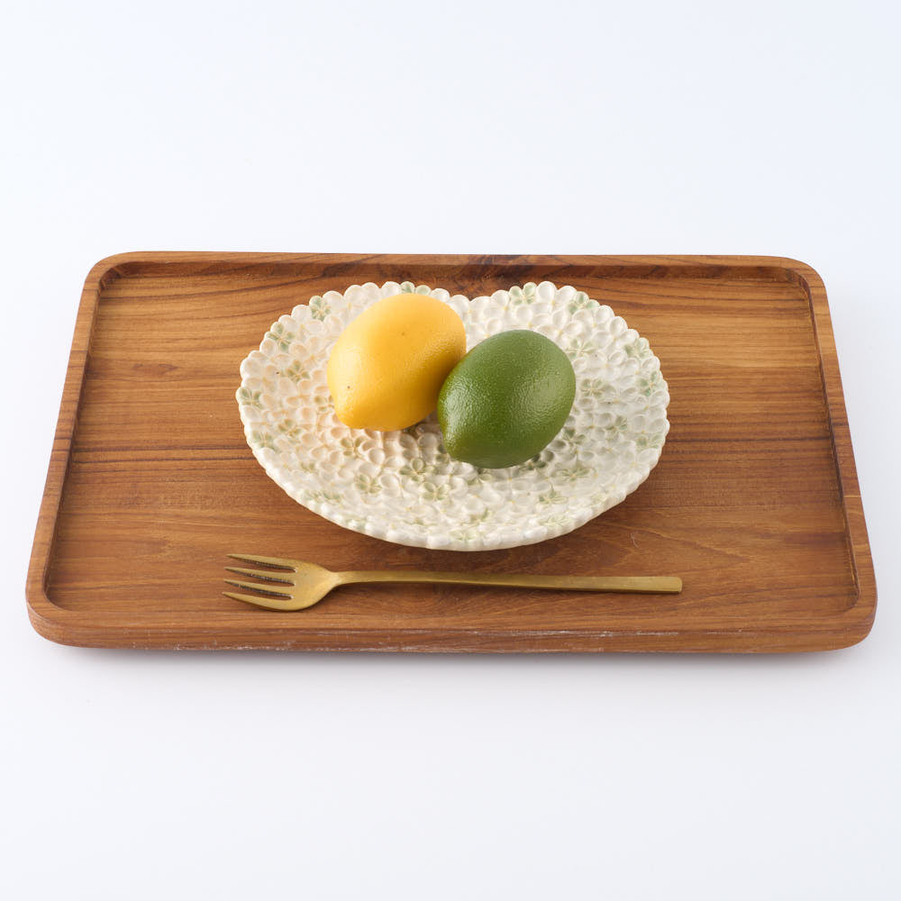 つちのわ 作家 石黒美佐緒 花守 中皿 キミドリ白 ¥12,100 大人の焼き物