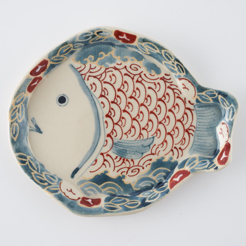 作家 大場紀穂子 鯛小皿 作家 大場紀穂子 陶磁器作家もの