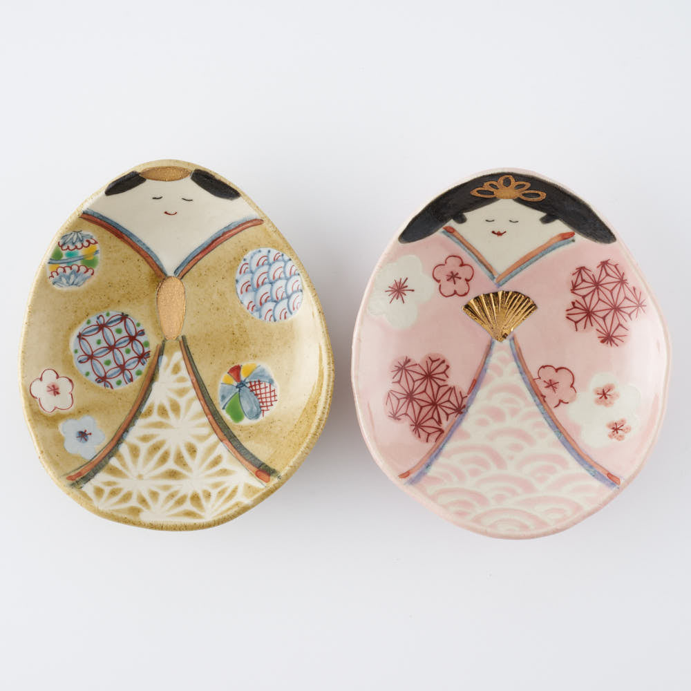 作家 大場紀穂子 ひな人形小皿セット 作家 大場紀穂子 陶磁器作家もの