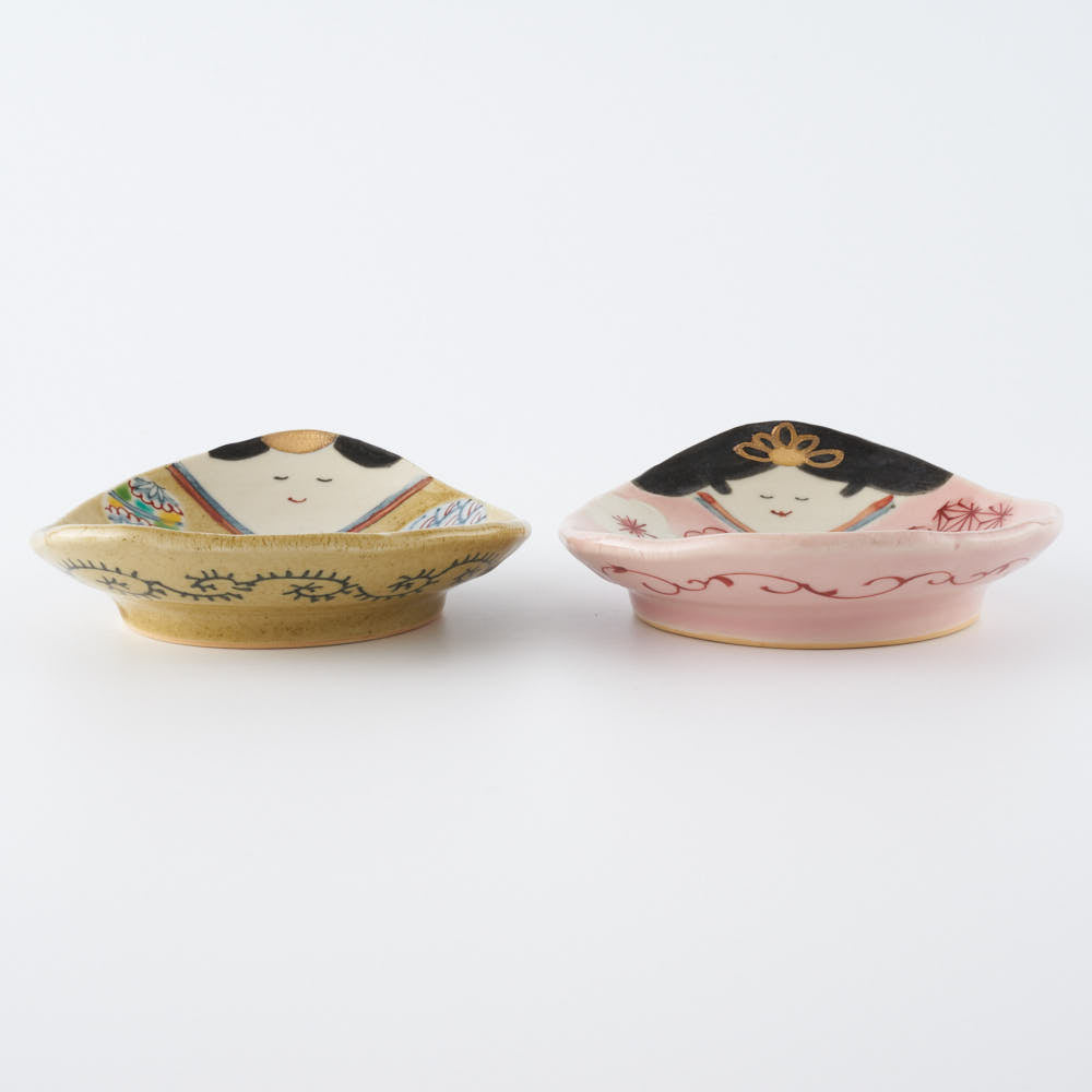 作家 大場紀穂子 ひな人形小皿セット 作家 大場紀穂子 陶磁器作家もの