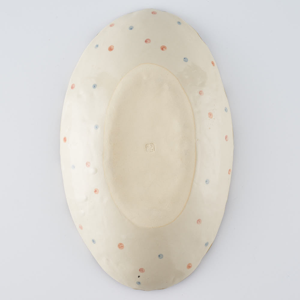 作家 大場紀穂子 猫の吊し飾り楕円鉢 作家 大場紀穂子 陶磁器作家もの