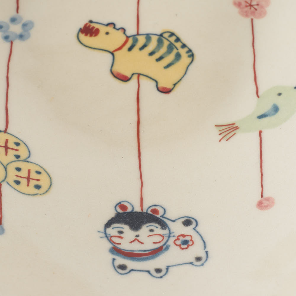 作家 大場紀穂子 猫の吊し飾り楕円鉢 作家 大場紀穂子 陶磁器作家もの