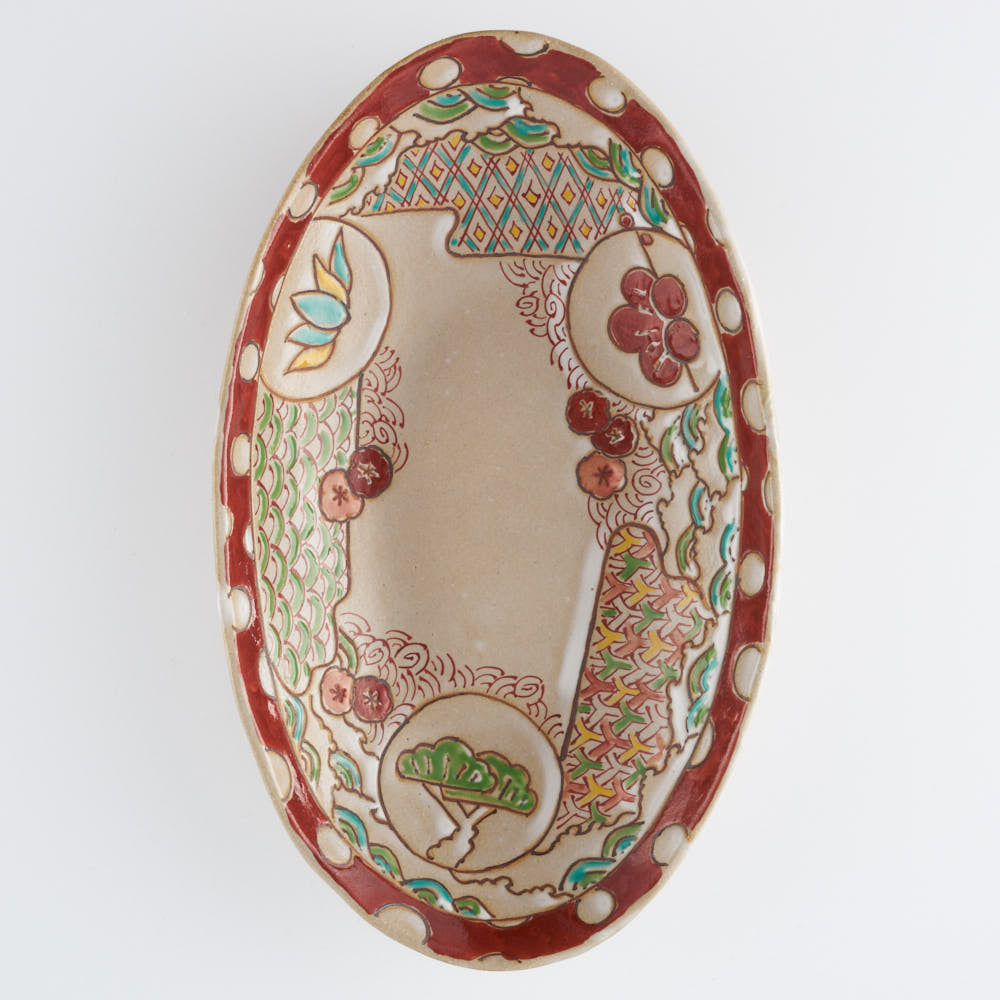 作家 大場紀穂子 松竹梅の楕円鉢