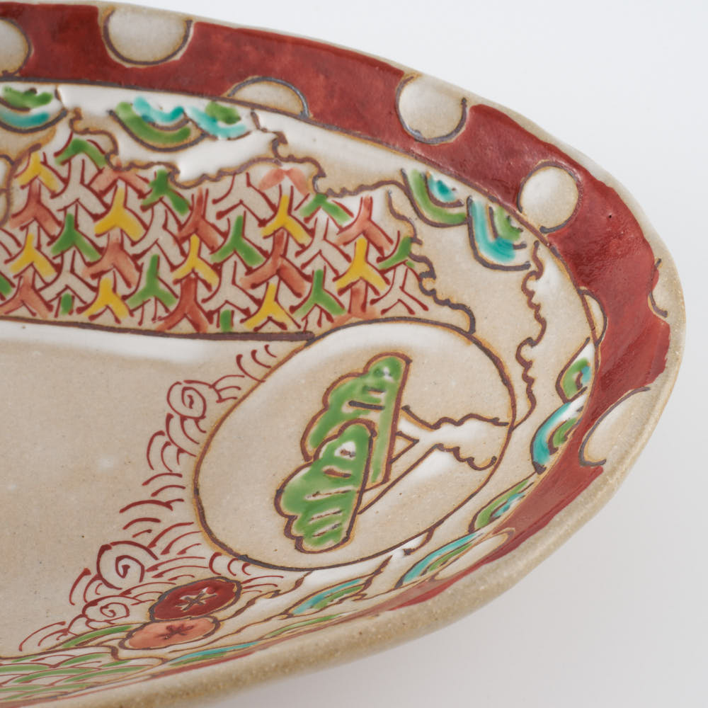 作家 大場紀穂子 松竹梅の楕円鉢