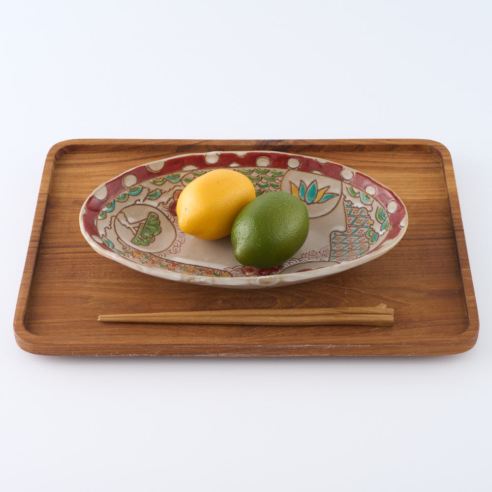 作家 大場紀穂子 松竹梅の楕円鉢