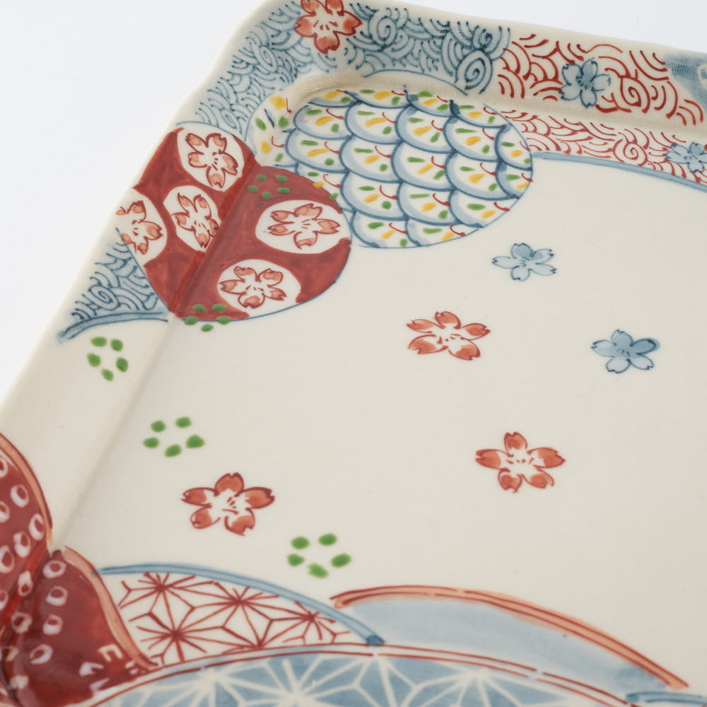 作家 大場紀穂子 波文様の角皿 作家 大場紀穂子 陶磁器作家もの