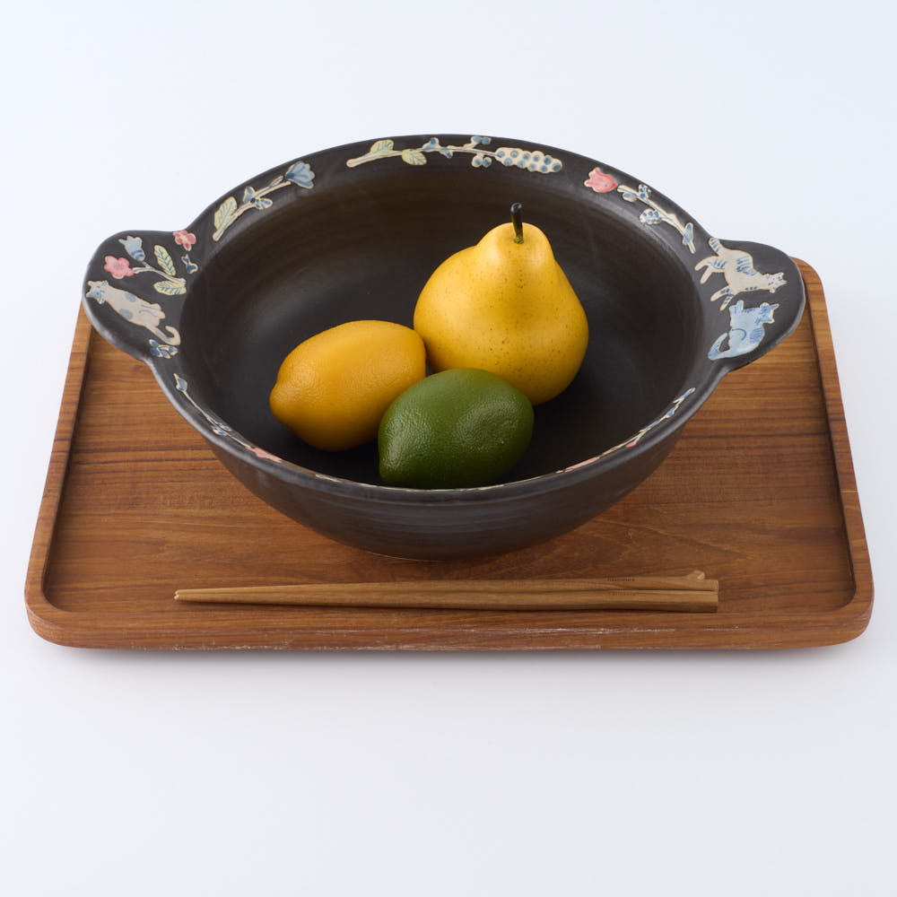 作家 大場紀穂子 土鍋 猫 作家 大場紀穂子 陶磁器作家もの