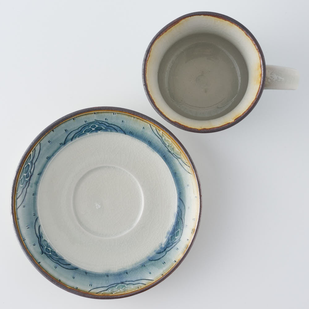 作家 小國美智子 イッチン小紋カップ&ソーサー 作家 小國美智子 陶磁器作家もの