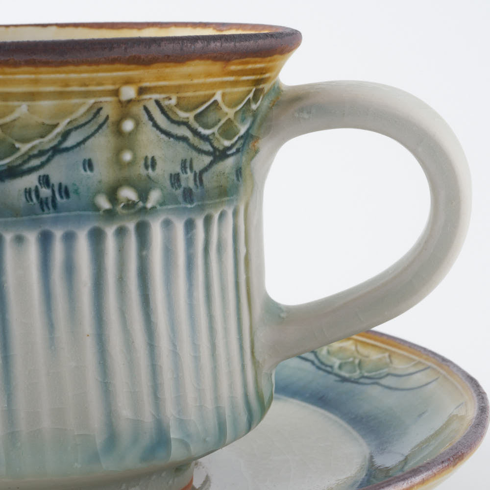 作家 小國美智子 イッチン小紋カップ&ソーサー 作家 小國美智子 陶磁器作家もの