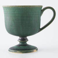 yoshida pottery 玉脚コーヒーカップ さびいろうぐいす yoshida pottery 陶磁器作家もの