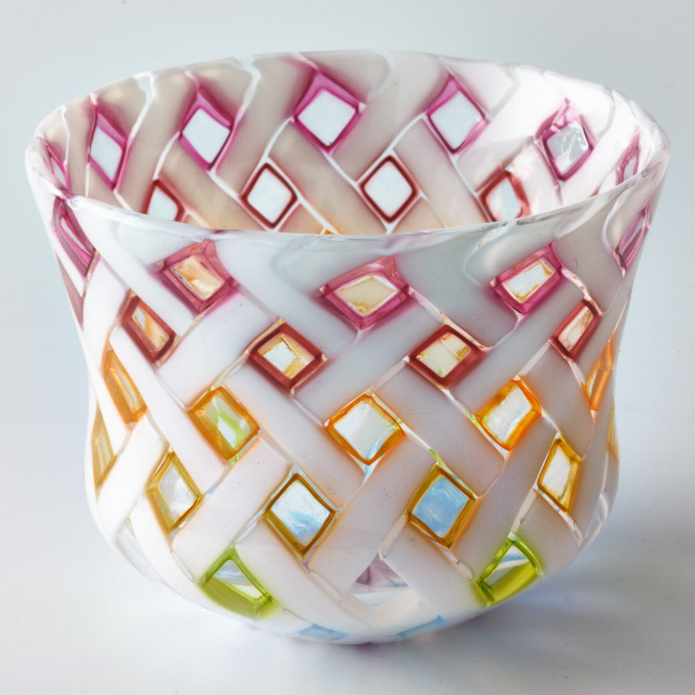 ガラス作家 林あゆみ 空模様-彩雲-（ピンクベース） ぐい吞み ¥13,200