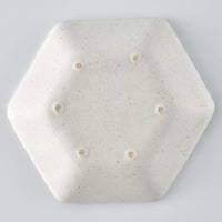 作家 フルカワゲンゴ 6角皿 白 作家 フルカワゲンゴ 陶磁器作家もの