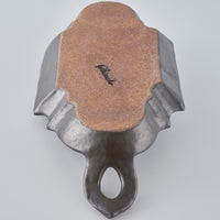 作家 古角志奈帆 トンガリ取手フリル長皿 matt black 作家 古角志奈帆 陶磁器作家もの