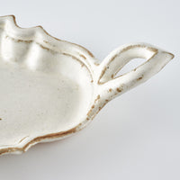 作家 古角志奈帆 トンガリ取手フリル長皿 white brown 作家 古角志奈帆 陶磁器作家もの