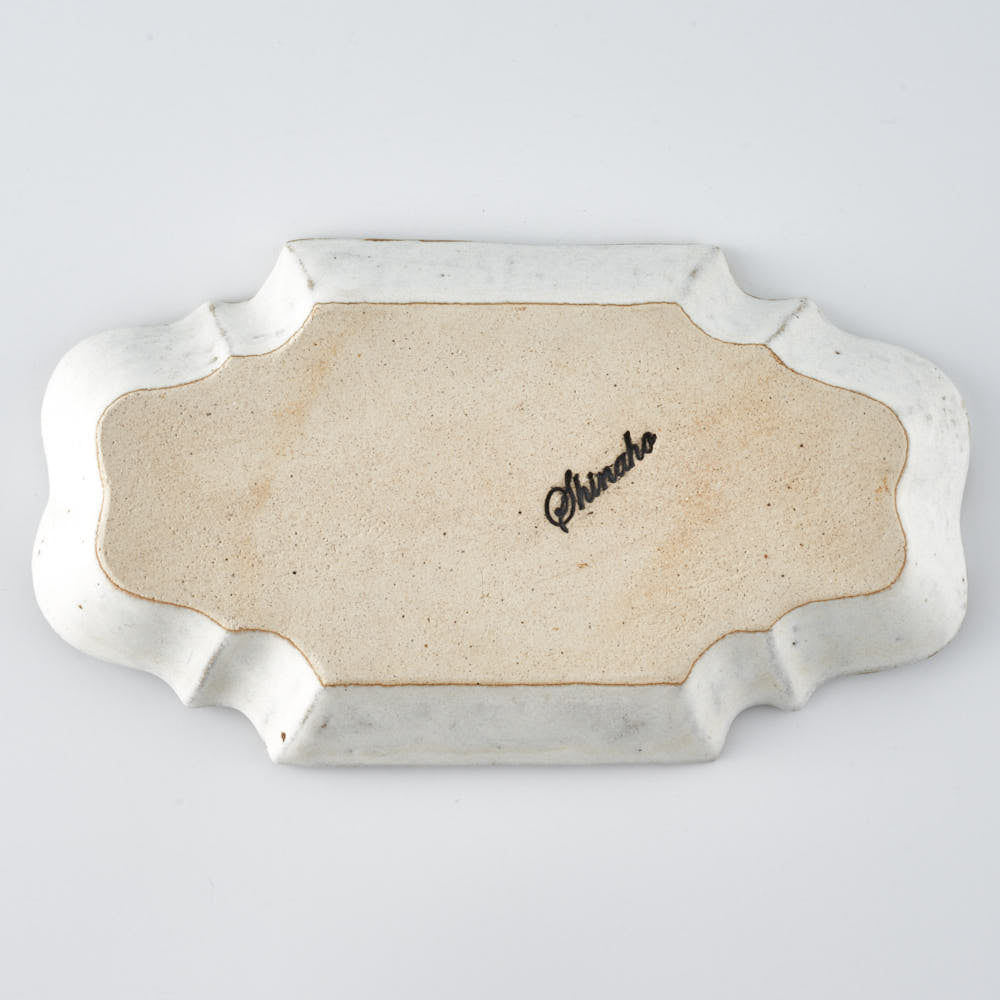 作家 古角志奈帆 フリル長皿 white brown 作家 古角志奈帆 陶磁器作家もの