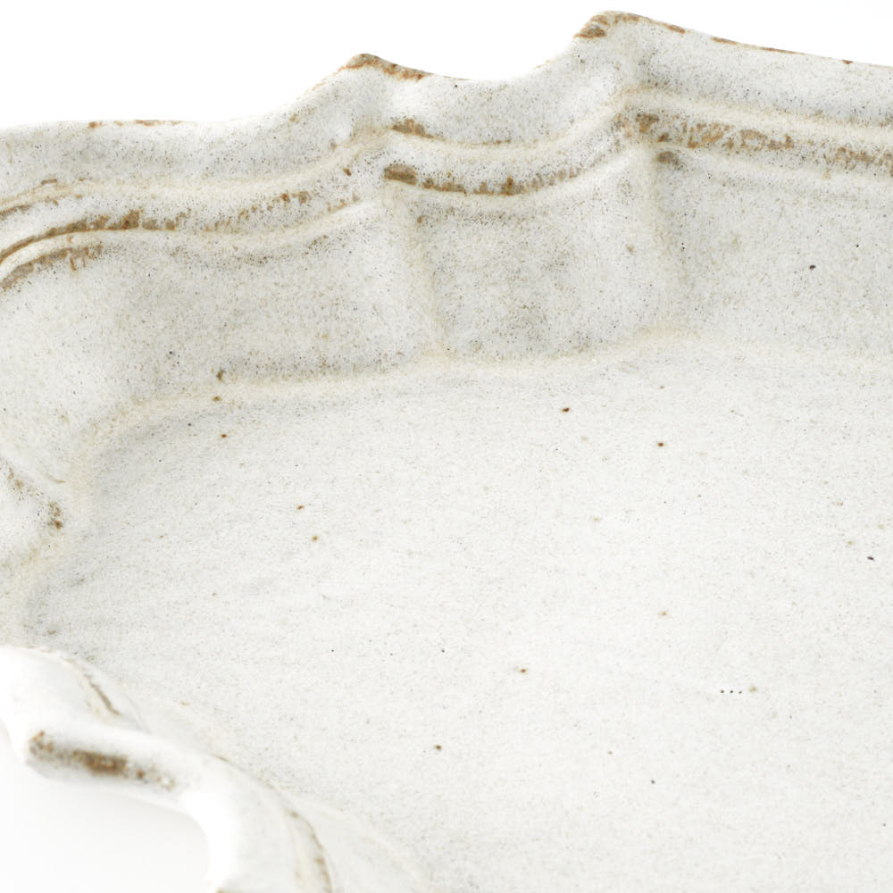 作家 古角志奈帆 フリル長皿 white brown 作家 古角志奈帆 陶磁器作家もの