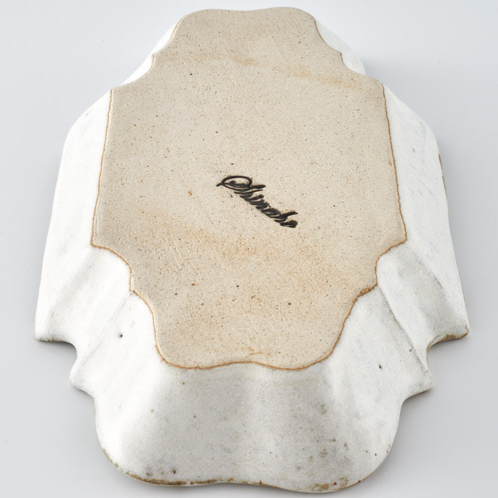 作家 古角志奈帆 フリル長皿 white brown 作家 古角志奈帆 陶磁器作家もの