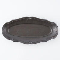 作家 古角志奈帆 線文フリル長方鉢 matt black 作家 古角志奈帆 陶磁器作家もの