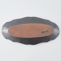 作家 古角志奈帆 線文フリル長方鉢 matt black 作家 古角志奈帆 陶磁器作家もの