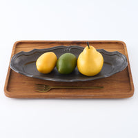 作家 古角志奈帆 線文フリル長方鉢 matt black 作家 古角志奈帆 陶磁器作家もの