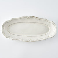 作家 古角志奈帆 線文フリル長方鉢 white brown 作家 古角志奈帆 陶磁器作家もの