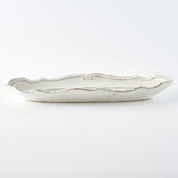 作家 古角志奈帆 線文フリル長方鉢 white brown 作家 古角志奈帆 陶磁器作家もの