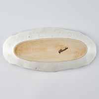 作家 古角志奈帆 線文フリル長方鉢 white brown 作家 古角志奈帆 陶磁器作家もの