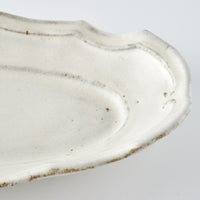 作家 古角志奈帆 線文フリル長方鉢 white brown 作家 古角志奈帆 陶磁器作家もの