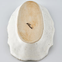 作家 古角志奈帆 線文フリル長方鉢 white brown 作家 古角志奈帆 陶磁器作家もの