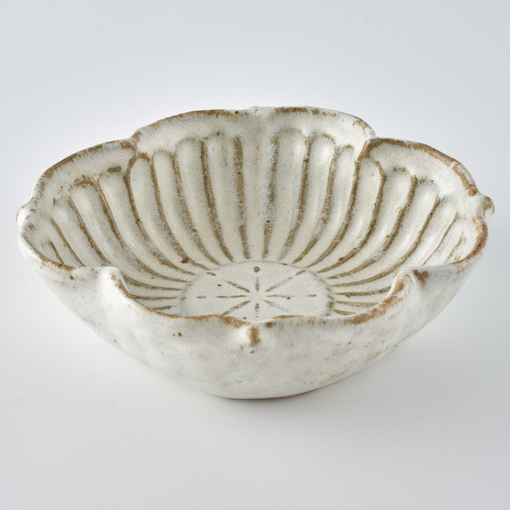 作家 古角志奈帆 花鉢 white brown 作家 古角志奈帆 陶磁器作家もの