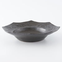 作家 古角志奈帆 流線文八角くぼみ鉢 matt black 作家 古角志奈帆 陶磁器作家もの