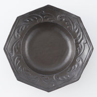 作家 古角志奈帆 流線文八角くぼみ鉢 matt black 作家 古角志奈帆 陶磁器作家もの