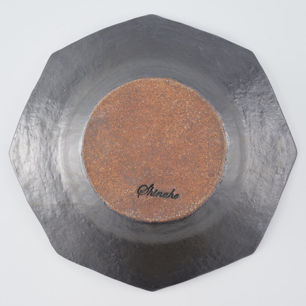 作家 古角志奈帆 流線文八角くぼみ鉢 matt black 作家 古角志奈帆 陶磁器作家もの